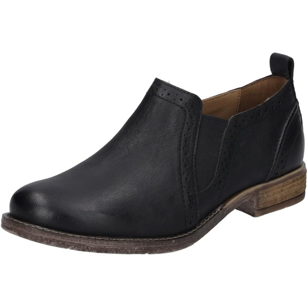 Josef Seibel Sienna 48 Black Leather Brogue Slip On Ankle Boots 40 Womens